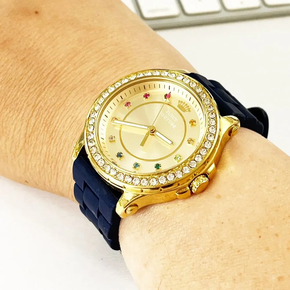 Juicy Couture Rainbow Crystal Gold & Navy Watch